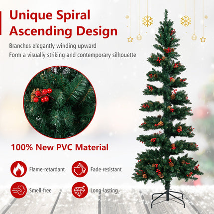 6/7 FT Pre-Lit Artificial Christmas Tree Spiral Holiday Tree with 612/791 Branch Tips and 8 Modes