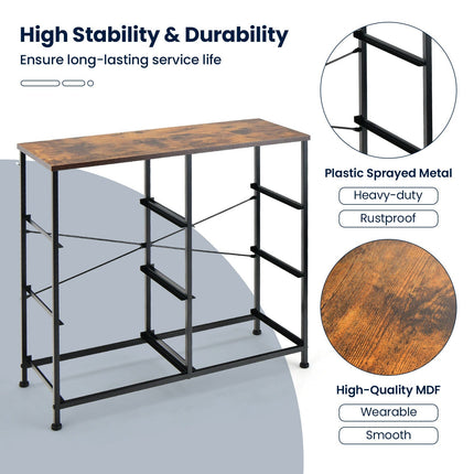6-Drawer Dresser with Metal Frame and Anti-toppling Devices-Rustic Brown