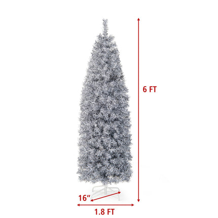 6 FT Pre-Lit Artificial Christmas Tree with 250 Cool-White LED Lights Black and White