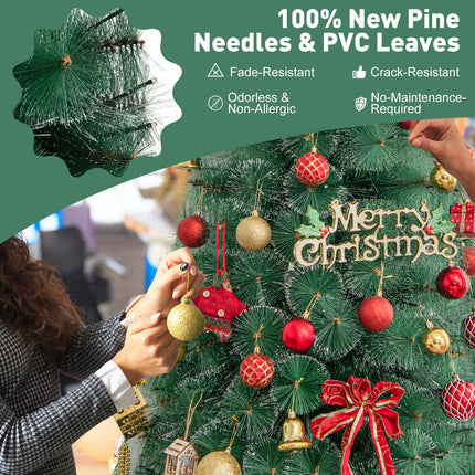 5/6/7 FT Pre-Lit Fiber Optic Christmas Tree with 148/185/226 Multi-Color LED Lights and Top Star Light