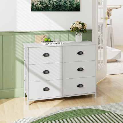 6 Fabric Drawers Storage Chest with Wooden Top