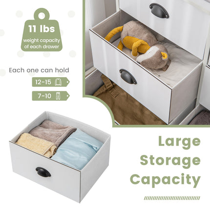 6 Fabric Drawers Storage Chest with Wooden Top
