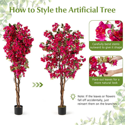 6 Feet Artificial Bougainvillea Tree with 910 Flowers