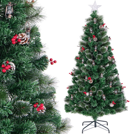 5/6/7 Feet Artificial Christmas Tree with Red Berries and Kerosene Lamps