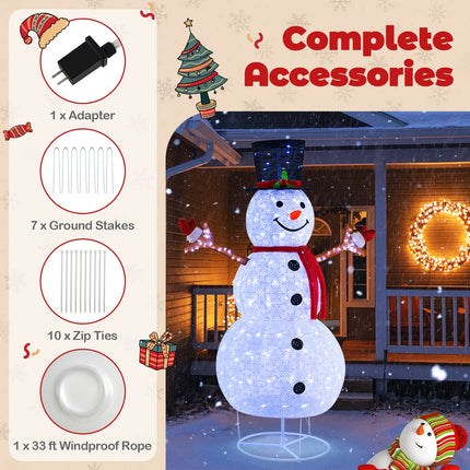 6 Feet Pre-Lit Christmas Snowman with Built-in Lights and Black Hat