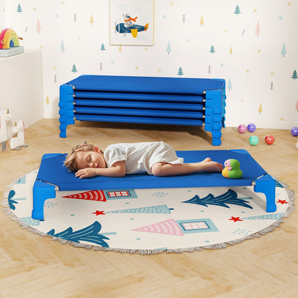 Portable 6 Pack Stackable Daycare Cots Sleeping Bed for Kids 53 Inch