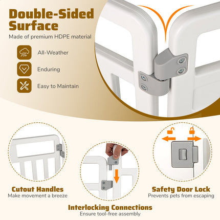 6-Panel Tall Dog Playpen Foldable Pet Fence with Locking Door-White