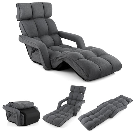 6-Position Adjustable Floor Chair with Adjustable Armrests and Footrest