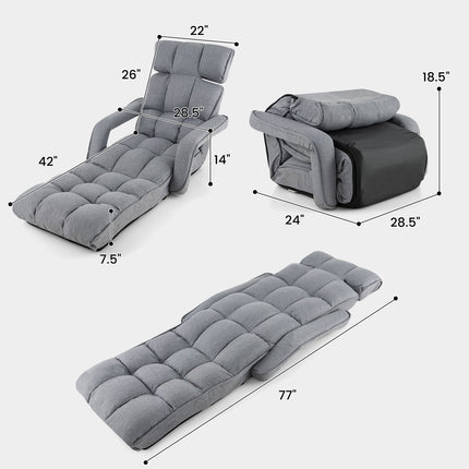 6-Position Adjustable Floor Chair with Adjustable Armrests and Footrest