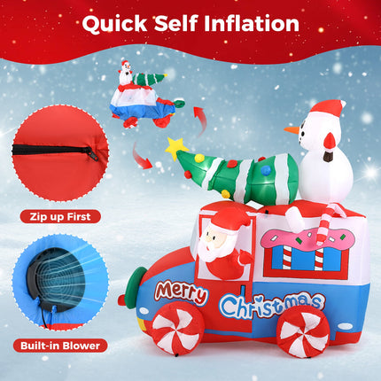 6 ft Christmas Inflatable Santa on Car Blow up Festive Vehicle with Santa Clause