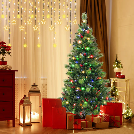6/7/8 Feet Pre-Lit Artificial Christmas Tree with 300/400/500 LED Lights