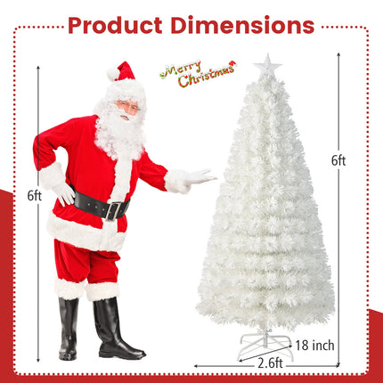 6/7 Feet Pre-Lit Fiber Optic White Snow-Flocked Artificial Christmas Tree