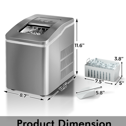 Portable Countertop Ice Maker Machine with Scoop-Silver