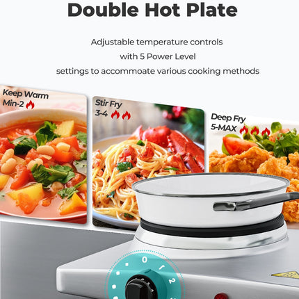 1800W Double Hot Plate Electric Countertop Burner