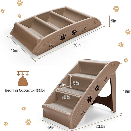 Collapsible Plastic Pet Stairs 4 Step Ladder for Small Dog and Cats