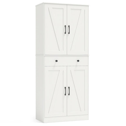 72 Inch Tall Modern Farmhouse Cupboard Cabinet with 4 Barn Doors