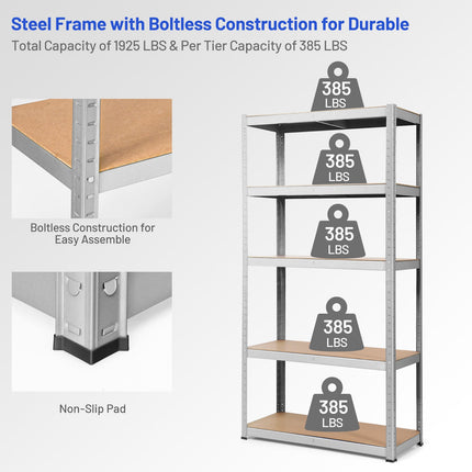 2 Pcs Storage Shelves Garage Shelving Units Tool Utility Shelves