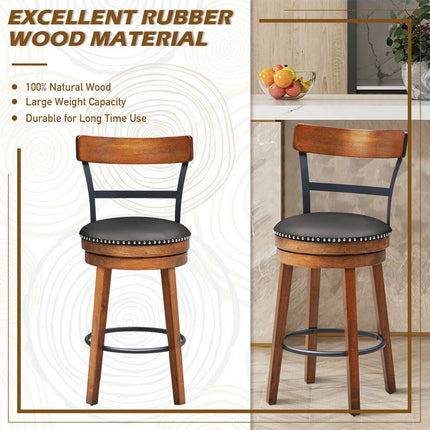30.5 Inch 360-Degree Swivel Stools with Leather Padded Seat