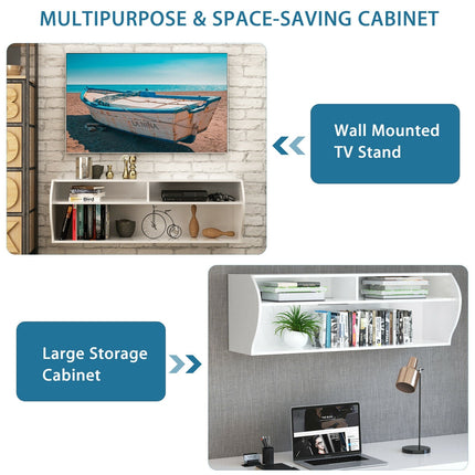48.5 Inch 2 Tier Modern Wall Mounted Hanging Floating Shelf