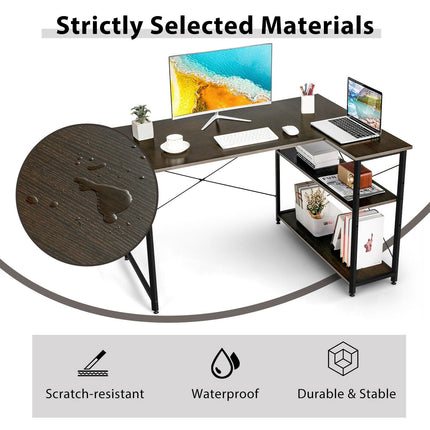 48 Inch Reversible L Shaped Computer Desk with Adjustable Shelf