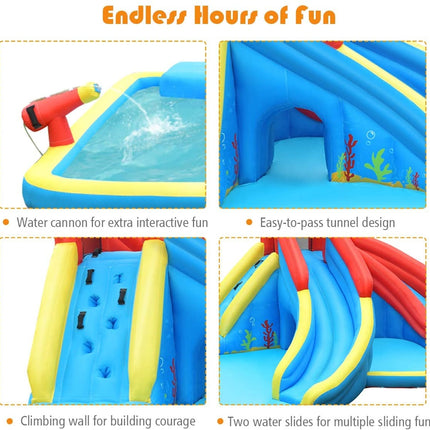Inflatable Water Slide Bounce House with Water Cannon and 950W Blower