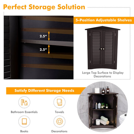 Bathroom Corner Storage Freestanding Floor Cabinet with Shutter Door