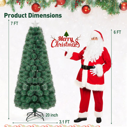 5/6/7 FT Pre-Lit Fiber Optic Christmas Tree with 148/185/226 Multi-Color LED Lights and Top Star Light