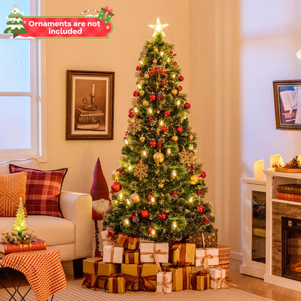 5/6/7 Feet Artificial Christmas Tree with Red Berries and Kerosene Lamps
