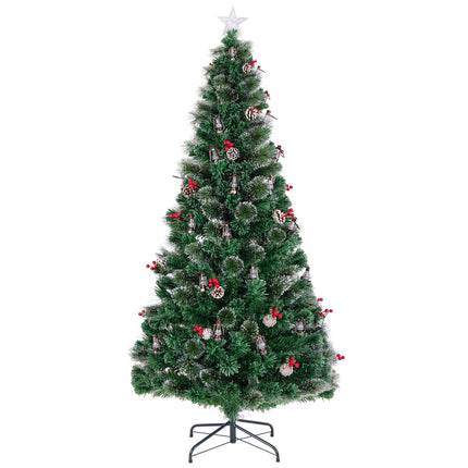 5/6/7 Feet Artificial Christmas Tree with Red Berries and Kerosene Lamps