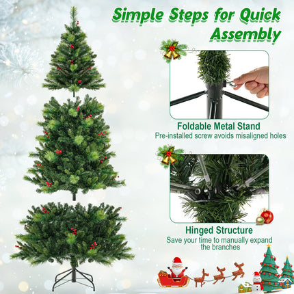6/7/8 Feet Pre-Lit Artificial Christmas Tree with 300/400/500 LED Lights