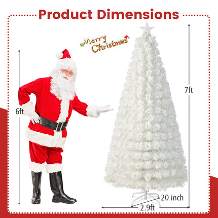 6/7 Feet Pre-Lit Fiber Optic White Snow-Flocked Artificial Christmas Tree