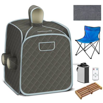800W 2 Person Portable Steam Sauna Tent SPA with Hat Side Holes 3L Steamer