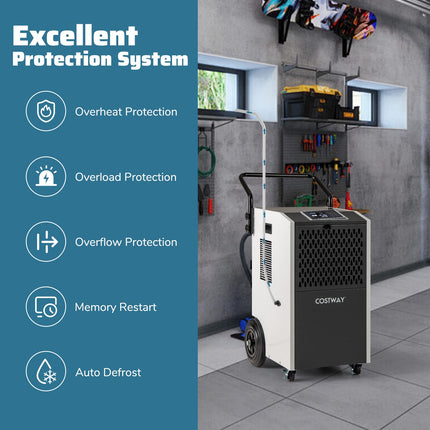154 Pints Commercial Dehumidifier with Pump and Drain Hoses