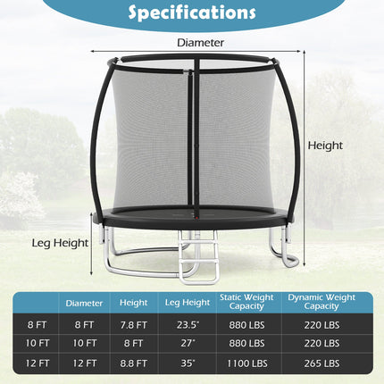 8FT Outdoor Heavy-Duty Recreational Trampoline