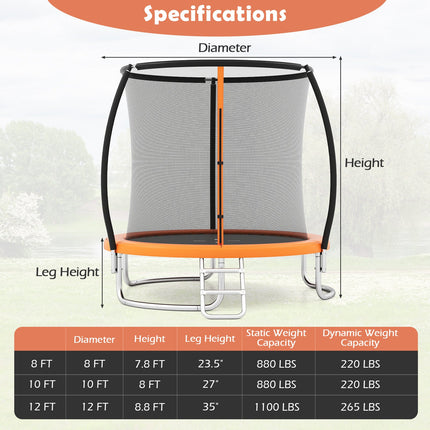 8FT Outdoor Heavy-Duty Recreational Trampoline