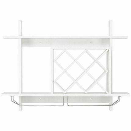 Wall Mount Wine Rack Organizer with Glass Holder Storage Shelf