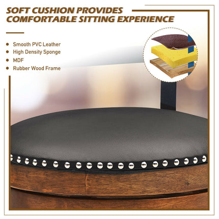 30.5 Inch 360-Degree Swivel Stools with Leather Padded Seat