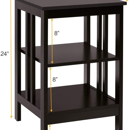 2 Pieces 3-Tier Nightstand with Reinforced Bars and Stable Structure