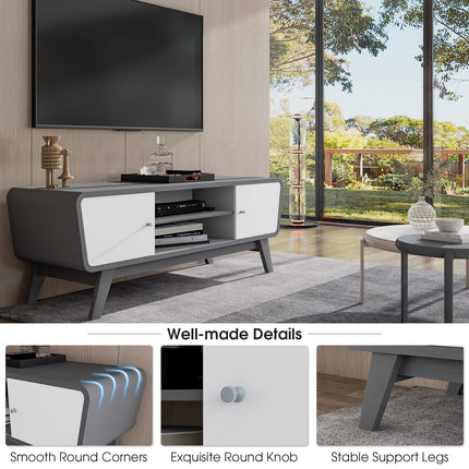 Sliding Door TV Stand with Adjustable Shelf for TVs up to 55 Inch