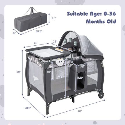 Portable Baby Nursery Center 4-in-1 Portable Travel Crib
