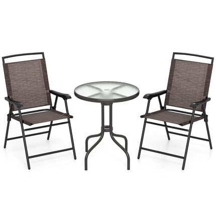 8-Piece Outdoor Furniture Set-Solar Umbrella Bistro Set Conversation Set Chaise Lounger Folding Bed Side Table Swing Chair & Dining Set