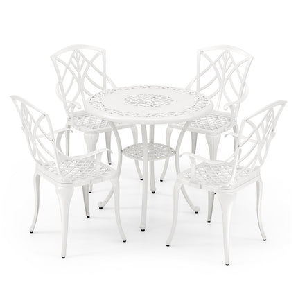 8-Piece Outdoor Furniture Set-Solar Umbrella Bistro Set Conversation Set Chaise Lounger Folding Bed Side Table Swing Chair & Dining Set