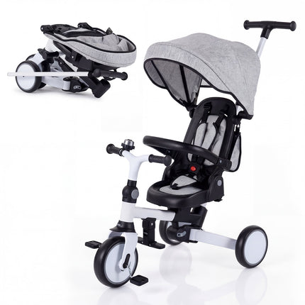 8-in-1 Folding Kids Tricycle with Removable Canopy and Push Handle