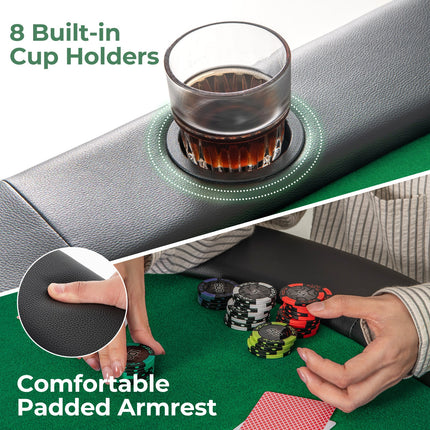 8 Players Texas Holdem Foldable Poker Table