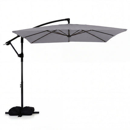 8 x 8 FT Offset Cantilever Patio Umbrella Square Hanging Outdoor Market Umbrella with 360¬∞ Rotation