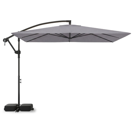 8 x 8 Square FT Solar LED Offset Cantilever Patio Umbrella with 360¬∞ Rotation