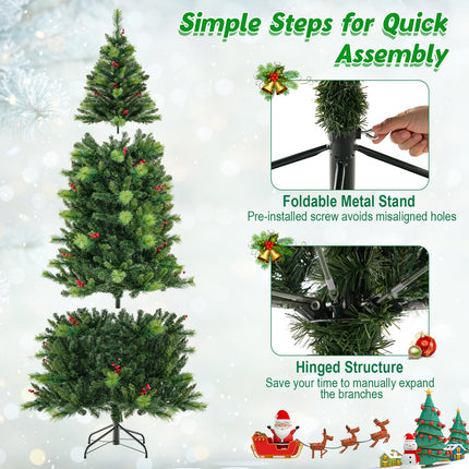 6/7/8 Feet Pre-Lit Artificial Christmas Tree with 300/400/500 LED Lights