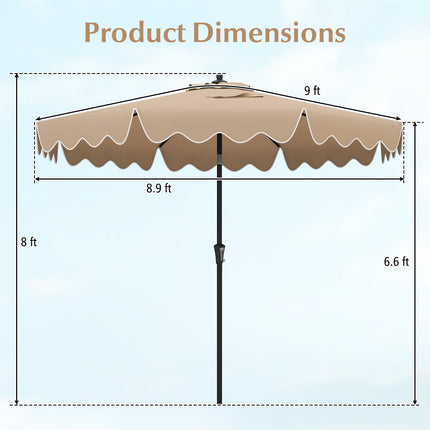 9 Feet Patio Umbrella with Crank Handle and Push Button Tilt