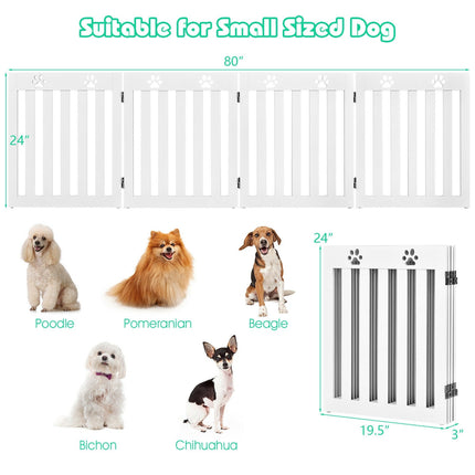 24 Inch Folding Wooden Freestanding Pet Gate Dog Gate with 360¬∞ Hinge