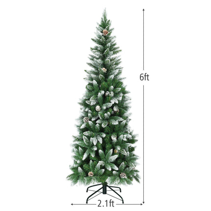 5/6/7.5 Feet Artificial Pencil Christmas Tree with Pine Cones